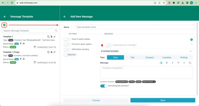 Message Template & Quick Reply